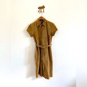 Banana Republic Suede Shirt Dress in Camel Brown
